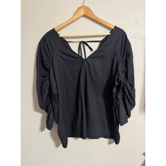 LOFT Vee Black Blouse Large - Picture 2 of 4